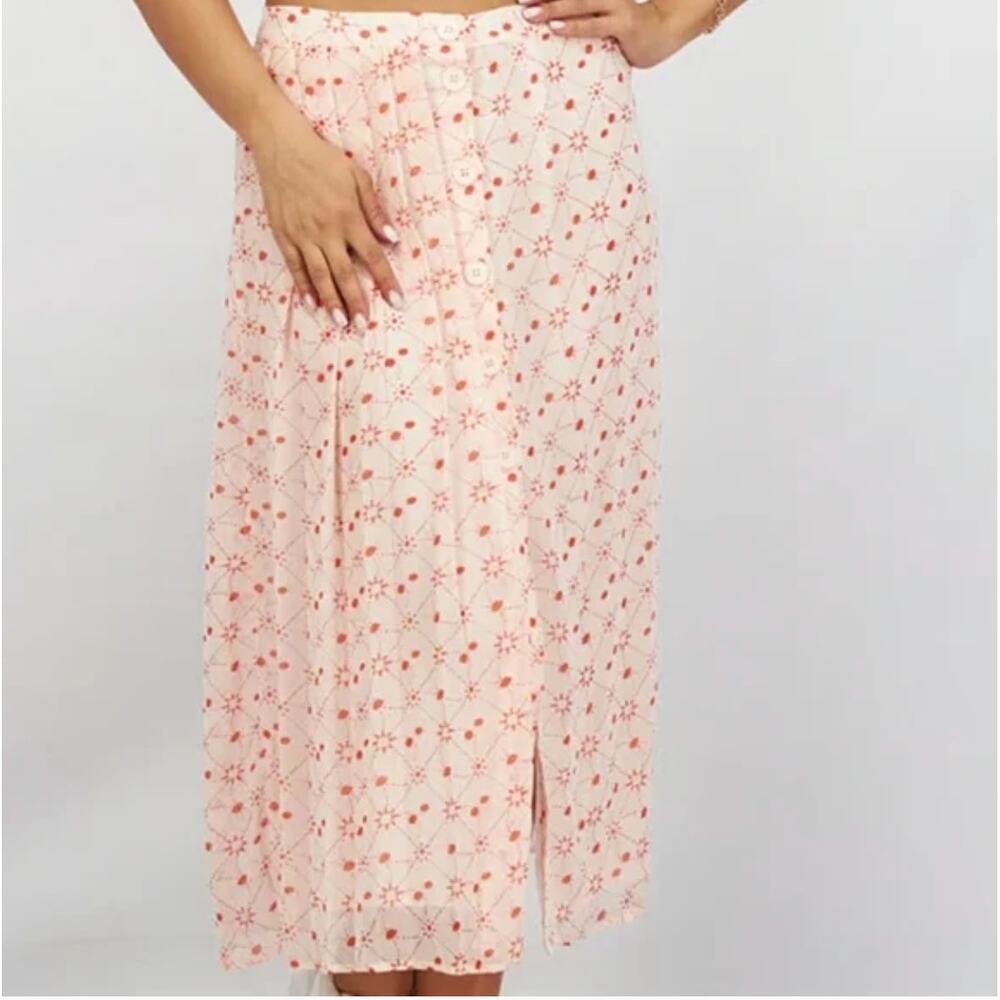Avec Les Filles Constellation Pleated Sheer Fully Lined Skirt Women's sz. 6